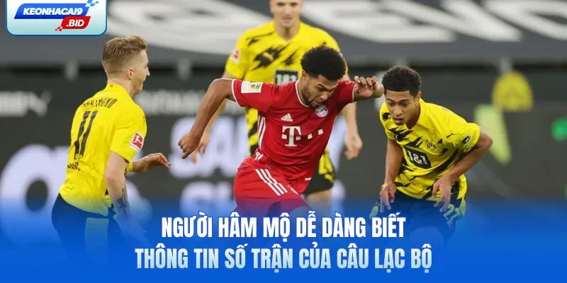 Người hâm mộ dễ dàng biết thông tin số trận của câu lạc bộ 