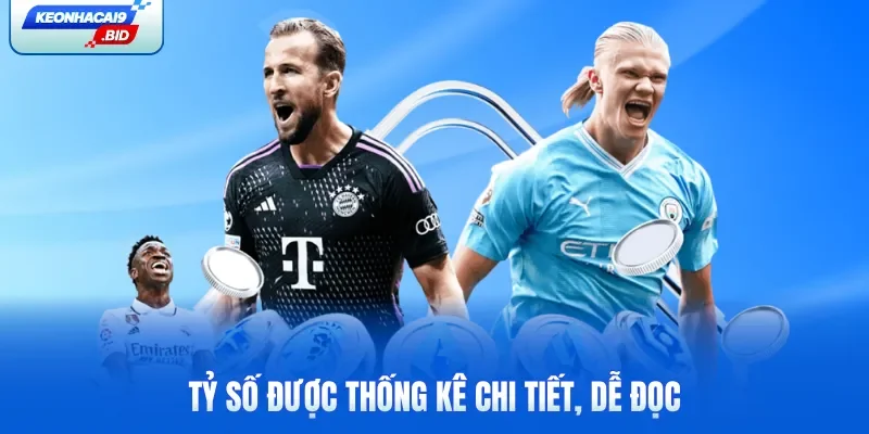 Tỷ số được thống kê chi tiết, dễ đọc